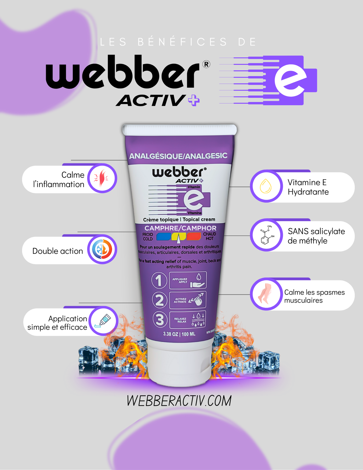 WEBBER ACTIV+ Crème analgésique (Camphre) – 100ml