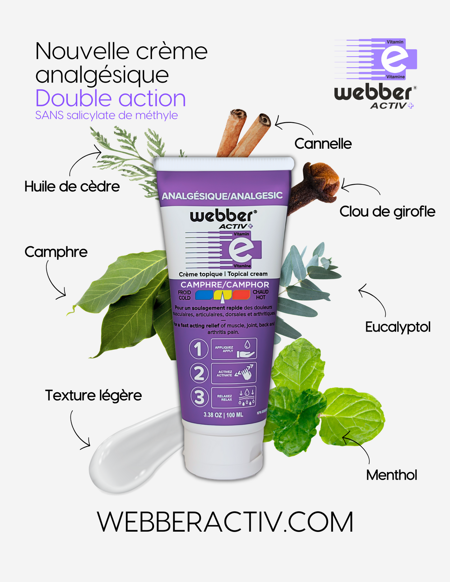 WEBBER ACTIV+ Crème analgésique (Camphre) – 100ml